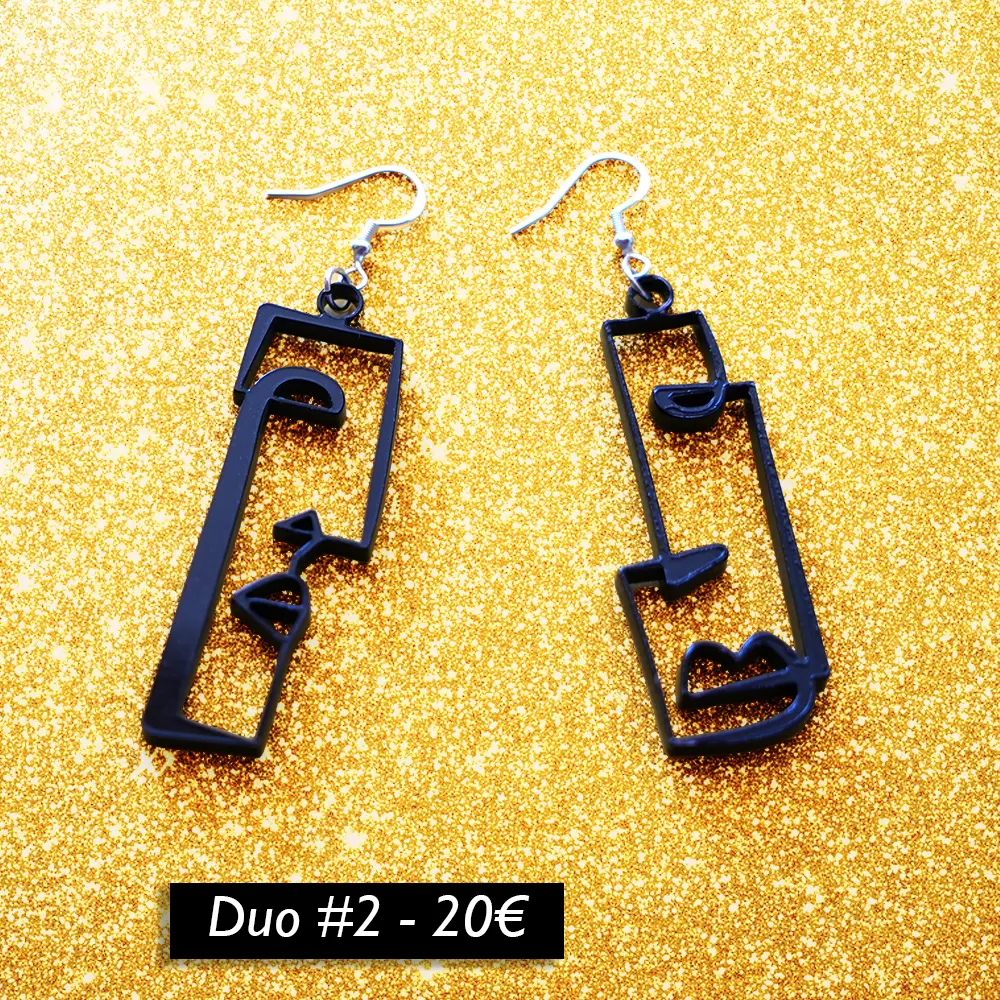 Duo#2 boucle oreille noire